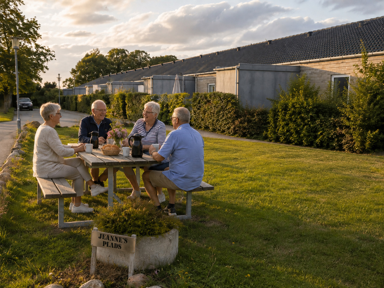 Beboere hygger sig ved Jeanne's Plads i Sundhaven
